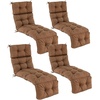 image:imageGiantex Set of 4 Lounge Chair Cushion Outdoor Padded Cushion with String Ties Patio Recliner Chaise Lounge Pads Replacement for Garden Poolside 73X22X4 Inch Thick Indoor Floor Cushion GreyBrown