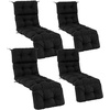 image:imageGiantex Set of 4 Lounge Chair Cushion Outdoor Padded Cushion with String Ties Patio Recliner Chaise Lounge Pads Replacement for Garden Poolside 73X22X4 Inch Thick Indoor Floor Cushion GreyBlack