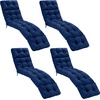 image:imageGiantex Set of 4 Lounge Chair Cushion Outdoor Padded Cushion with String Ties Patio Recliner Chaise Lounge Pads Replacement for Garden Poolside 73X22X4 Inch Thick Indoor Floor Cushion GreyNavy