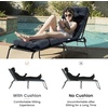 image:imageGiantex Set of 4 Lounge Chair Cushion Outdoor Padded Cushion with String Ties Patio Recliner Chaise Lounge Pads Replacement for Garden Poolside 73X22X4 Inch Thick Indoor Floor Cushion GreyGrey