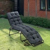 image:imageGiantex Set of 4 Lounge Chair Cushion Outdoor Padded Cushion with String Ties Patio Recliner Chaise Lounge Pads Replacement for Garden Poolside 73X22X4 Inch Thick Indoor Floor Cushion GreyGrey