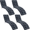 image:imageGiantex Set of 4 Lounge Chair Cushion Outdoor Padded Cushion with String Ties Patio Recliner Chaise Lounge Pads Replacement for Garden Poolside 73X22X4 Inch Thick Indoor Floor Cushion GreyGrey