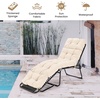 image:imageGiantex Set of 4 Lounge Chair Cushion Outdoor Padded Cushion with String Ties Patio Recliner Chaise Lounge Pads Replacement for Garden Poolside 73X22X4 Inch Thick Indoor Floor Cushion GreyBeige