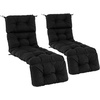 image:imageGiantex Set of 4 Lounge Chair Cushion Outdoor Padded Cushion with String Ties Patio Recliner Chaise Lounge Pads Replacement for Garden Poolside 73X22X4 Inch Thick Indoor Floor Cushion GreyBlack