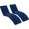 image:imageGiantex Set of 4 Lounge Chair Cushion Outdoor Padded Cushion with String Ties Patio Recliner Chaise Lounge Pads Replacement for Garden Poolside 73X22X4 Inch Thick Indoor Floor Cushion GreyNavy