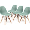 image:imageGiantex Set of 4 Modern Dining Chairs Outdoor Indoor Shell PP Lounge Side Chairs with Mesh Design Beech Wood Legs Tulip Leisure Chairs DSW Dining Chairs for Kitchen Dining Room WhiteGreen
