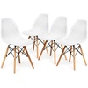 image:imageGiantex Set of 4 Modern Dining Chairs Outdoor Indoor Shell PP Lounge Side Chairs with Mesh Design Beech Wood Legs Tulip Leisure Chairs DSW Dining Chairs for Kitchen Dining Room WhiteWhite