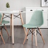 image:imageGiantex Set of 4 Modern Dining Chairs Outdoor Indoor Shell PP Lounge Side Chairs with Mesh Design Beech Wood Legs Tulip Leisure Chairs DSW Dining Chairs for Kitchen Dining Room WhiteGreen