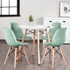 image:imageGiantex Set of 4 Modern Dining Chairs Outdoor Indoor Shell PP Lounge Side Chairs with Mesh Design Beech Wood Legs Tulip Leisure Chairs DSW Dining Chairs for Kitchen Dining Room WhiteGreen
