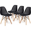 image:imageGiantex Set of 4 Modern Dining Chairs Outdoor Indoor Shell PP Lounge Side Chairs with Mesh Design Beech Wood Legs Tulip Leisure Chairs DSW Dining Chairs for Kitchen Dining Room WhiteBlack