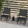 image:imageGiantex Swing Glider Chair WStudy Metal Frame Comfortable Patio Chair LoveSeat for Garden Porch Backyard Poolside Lawn Outdoor Rocking Chair 1 BrownBlack