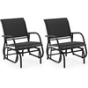 image:imageGiantex Swing Glider Chair WStudy Metal Frame Comfortable Patio Chair LoveSeat for Garden Porch Backyard Poolside Lawn Outdoor Rocking Chair 1 BrownBlack