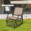 image:imageGiantex Swing Glider Chair WStudy Metal Frame Comfortable Patio Chair LoveSeat for Garden Porch Backyard Poolside Lawn Outdoor Rocking Chair 1 BrownBrown