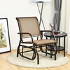image:imageGiantex Swing Glider Chair WStudy Metal Frame Comfortable Patio Chair LoveSeat for Garden Porch Backyard Poolside Lawn Outdoor Rocking Chair 1 BrownBrown