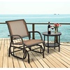 image:imageGiantex Swing Glider Chair WStudy Metal Frame Comfortable Patio Chair LoveSeat for Garden Porch Backyard Poolside Lawn Outdoor Rocking Chair 1 BrownBrown
