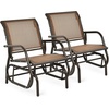 image:imageGiantex Swing Glider Chair WStudy Metal Frame Comfortable Patio Chair LoveSeat for Garden Porch Backyard Poolside Lawn Outdoor Rocking Chair 1 BrownBrown