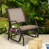 image:imageGiantex Swing Glider Chair WStudy Metal Frame Comfortable Patio Chair LoveSeat for Garden Porch Backyard Poolside Lawn Outdoor Rocking Chair 1 BrownBrown