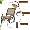 image:imageGiantex Swing Glider Chair WStudy Metal Frame Comfortable Patio Chair LoveSeat for Garden Porch Backyard Poolside Lawn Outdoor Rocking Chair 1 BrownBrown