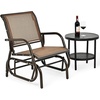 image:imageGiantex Swing Glider Chair WStudy Metal Frame Comfortable Patio Chair LoveSeat for Garden Porch Backyard Poolside Lawn Outdoor Rocking Chair 1 BrownBrown
