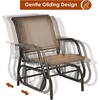 image:imageGiantex Swing Glider Chair WStudy Metal Frame Comfortable Patio Chair LoveSeat for Garden Porch Backyard Poolside Lawn Outdoor Rocking Chair 1 BrownBrown
