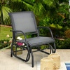 image:imageGiantex Swing Glider Chair WStudy Metal Frame Comfortable Patio Chair LoveSeat for Garden Porch Backyard Poolside Lawn Outdoor Rocking Chair 1 BrownGrey