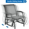 image:imageGiantex Swing Glider Chair WStudy Metal Frame Comfortable Patio Chair LoveSeat for Garden Porch Backyard Poolside Lawn Outdoor Rocking Chair 1 BrownGrey