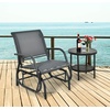 image:imageGiantex Swing Glider Chair WStudy Metal Frame Comfortable Patio Chair LoveSeat for Garden Porch Backyard Poolside Lawn Outdoor Rocking Chair 1 BrownGrey