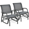 image:imageGiantex Swing Glider Chair WStudy Metal Frame Comfortable Patio Chair LoveSeat for Garden Porch Backyard Poolside Lawn Outdoor Rocking Chair 1 BrownGrey