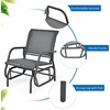 image:imageGiantex Swing Glider Chair WStudy Metal Frame Comfortable Patio Chair LoveSeat for Garden Porch Backyard Poolside Lawn Outdoor Rocking Chair 1 BrownGrey
