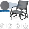image:imageGiantex Swing Glider Chair WStudy Metal Frame Comfortable Patio Chair LoveSeat for Garden Porch Backyard Poolside Lawn Outdoor Rocking Chair 1 BrownGrey
