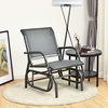 image:imageGiantex Swing Glider Chair WStudy Metal Frame Comfortable Patio Chair LoveSeat for Garden Porch Backyard Poolside Lawn Outdoor Rocking Chair 1 BrownGrey