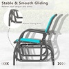 image:imageGiantex Swing Glider Chair WStudy Metal Frame Comfortable Patio Chair LoveSeat for Garden Porch Backyard Poolside Lawn Outdoor Rocking Chair 1 BrownTurquoise