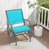 image:imageGiantex Swing Glider Chair WStudy Metal Frame Comfortable Patio Chair LoveSeat for Garden Porch Backyard Poolside Lawn Outdoor Rocking Chair 1 BrownTurquoise