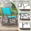 image:imageGiantex Swing Glider Chair WStudy Metal Frame Comfortable Patio Chair LoveSeat for Garden Porch Backyard Poolside Lawn Outdoor Rocking Chair 1 BrownTurquoise