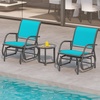 image:imageGiantex Swing Glider Chair WStudy Metal Frame Comfortable Patio Chair LoveSeat for Garden Porch Backyard Poolside Lawn Outdoor Rocking Chair 1 BrownTurquoise