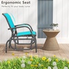 image:imageGiantex Swing Glider Chair WStudy Metal Frame Comfortable Patio Chair LoveSeat for Garden Porch Backyard Poolside Lawn Outdoor Rocking Chair 1 BrownTurquoise