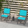 image:imageGiantex Swing Glider Chair WStudy Metal Frame Comfortable Patio Chair LoveSeat for Garden Porch Backyard Poolside Lawn Outdoor Rocking Chair 1 BrownTurquoise
