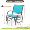 image:imageGiantex Swing Glider Chair WStudy Metal Frame Comfortable Patio Chair LoveSeat for Garden Porch Backyard Poolside Lawn Outdoor Rocking Chair 1 BrownTurquoise