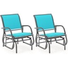 image:imageGiantex Swing Glider Chair WStudy Metal Frame Comfortable Patio Chair LoveSeat for Garden Porch Backyard Poolside Lawn Outdoor Rocking Chair 1 BrownTurquoise