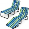 image:imageGiantex Tanning Chair 350lbs Adjustable Patio Lounge Chair wFace Hole Removable Pillows Carry Strap Folding Outdoor Chaise Lounge for Layout Beach Poolside Lawn 1 Stripe PinkStripe
