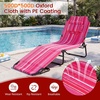 image:imageGiantex Tanning Chair 350lbs Adjustable Patio Lounge Chair wFace Hole Removable Pillows Carry Strap Folding Outdoor Chaise Lounge for Layout Beach Poolside Lawn 1 Stripe PinkStripe Pink
