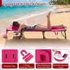 image:imageGiantex Tanning Chair 350lbs Adjustable Patio Lounge Chair wFace Hole Removable Pillows Carry Strap Folding Outdoor Chaise Lounge for Layout Beach Poolside Lawn 1 Stripe PinkPink