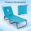 image:imageGiantex Tanning Chair 350lbs Adjustable Patio Lounge Chair wFace Hole Removable Pillows Carry Strap Folding Outdoor Chaise Lounge for Layout Beach Poolside Lawn 1 Stripe PinkTurquoise