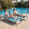 image:imageGiantex Tanning Chair 350lbs Adjustable Patio Lounge Chair wFace Hole Removable Pillows Carry Strap Folding Outdoor Chaise Lounge for Layout Beach Poolside Lawn 1 Stripe PinkTurquoise