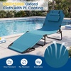 image:imageGiantex Tanning Chair 350lbs Adjustable Patio Lounge Chair wFace Hole Removable Pillows Carry Strap Folding Outdoor Chaise Lounge for Layout Beach Poolside Lawn 1 Stripe PinkSteel Blue