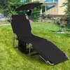 image:imageGiantex Tanning Chair Patio Chaise Lounge Chair with 5 Adjustable Position Shade Canopy Storage Pocket Camping Cot Outdoor Sunbathing Recliner for Poolside Lawn Folding Beach Chairs2 BlackBlack