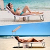 image:imageGiantex Tanning Chair Patio Chaise Lounge Chair with 5 Adjustable Position Shade Canopy Storage Pocket Camping Cot Outdoor Sunbathing Recliner for Poolside Lawn Folding Beach Chairs2 BlackBeige