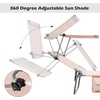 image:imageGiantex Tanning Chair Patio Chaise Lounge Chair with 5 Adjustable Position Shade Canopy Storage Pocket Camping Cot Outdoor Sunbathing Recliner for Poolside Lawn Folding Beach Chairs2 BlackBeige