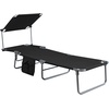 image:imageGiantex Tanning Chair Patio Chaise Lounge Chair with 5 Adjustable Position Shade Canopy Storage Pocket Camping Cot Outdoor Sunbathing Recliner for Poolside Lawn Folding Beach Chairs2 BlackBlack
