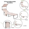 image:imageGiantex Tanning Chair Patio Chaise Lounge Chair with 5 Adjustable Position Shade Canopy Storage Pocket Camping Cot Outdoor Sunbathing Recliner for Poolside Lawn Folding Beach Chairs2 BlackBeige